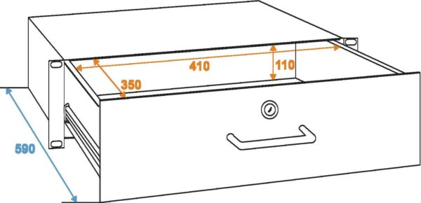 RACK-SCHUBLADE 3HE mit Schloß 87403-3